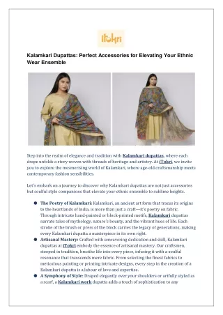 Kalamkari Dupattas: Perfect Accessories for Elevating Your Ethnic Wear Ensemble
