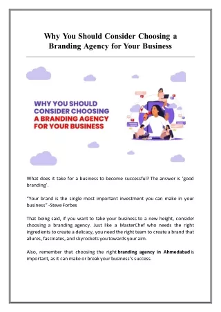 Factors to consider when choosing a Branding Agency