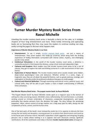 Turner Murder Mystery Book Series From Raoul Michelle