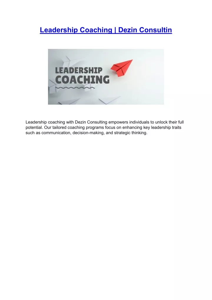 leadership coaching dezin consultin