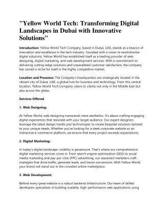 Transforming Digital Landscapes in Dubai with Innovative Solutions