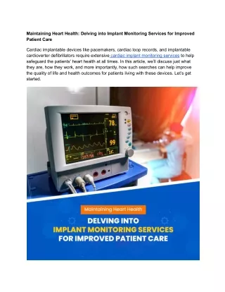 Maintaining Heart Health_ Delving into Implant Monitoring Services for Improved Patient Care