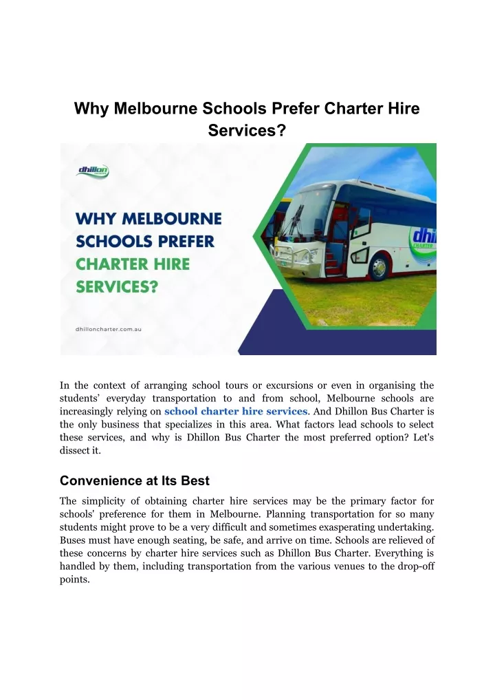 why melbourne schools prefer charter hire services