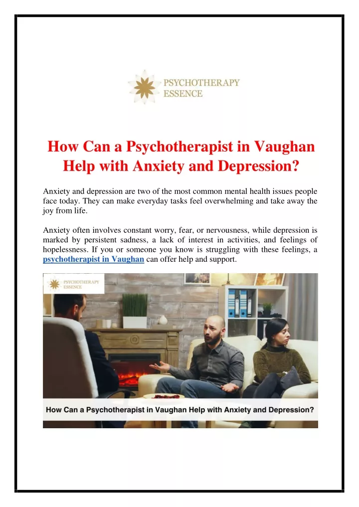 how can a psychotherapist in vaughan help with