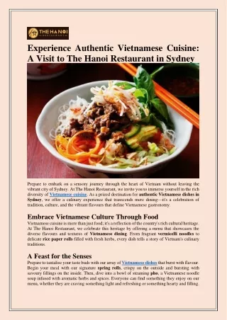 A Visit to The Hanoi Restaurant in Sydney