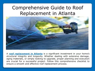 Comprehensive Guide to Roof Replacement in Atlanta