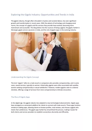 Exploring the Gigolo Industry