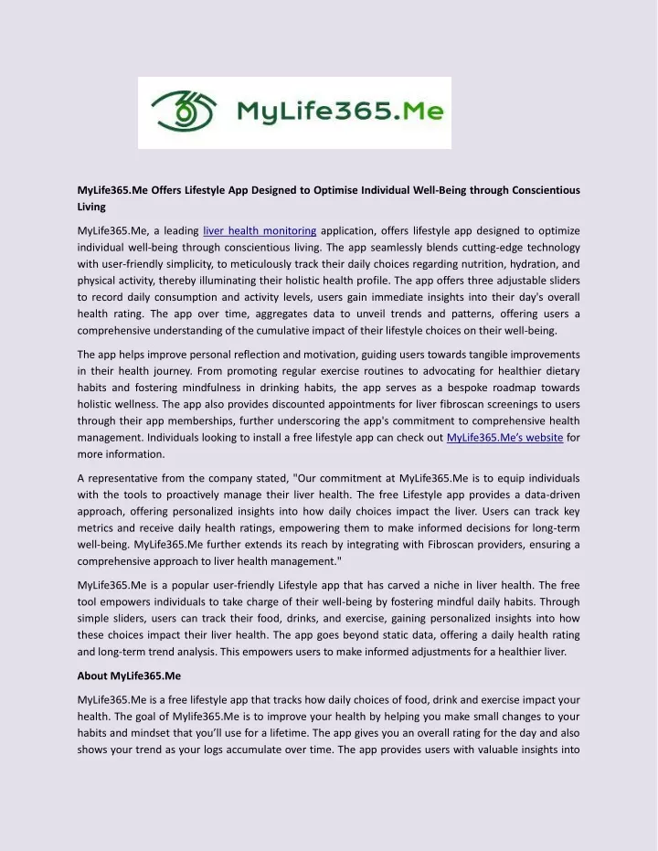 mylife365 me offers lifestyle app designed