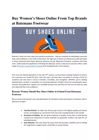 Buy Women’s Shoes Online From Top Brands at Batemans Footwear