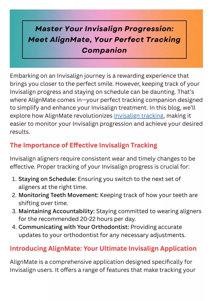 PPT - Take control of your Invisalign journey with AlignMate, the ...