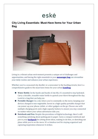 City Living Essentials: Must-Have Items for Your Urban Bag