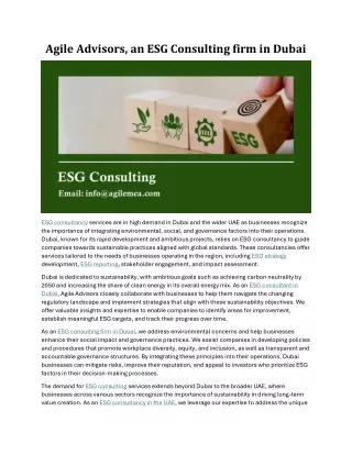 Agile Advisors, an ESG Consulting firm in Dubai