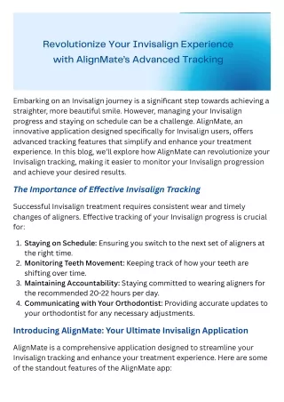 Revolutionize Your Invisalign Experience with AlignMate’s Advanced Tracking