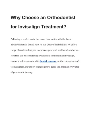 Why Choose an Orthodontist for Invisalign Treatment