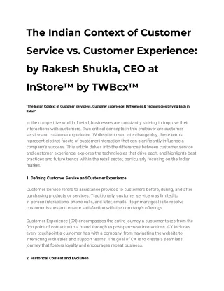 The Indian Context of Customer Service vs