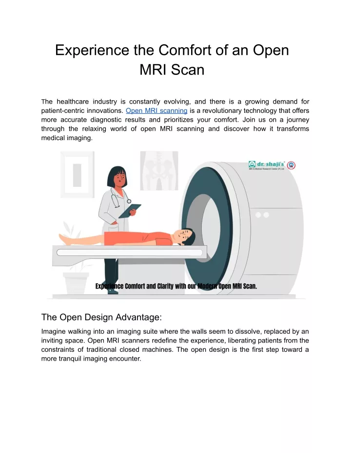 experience the comfort of an open mri scan