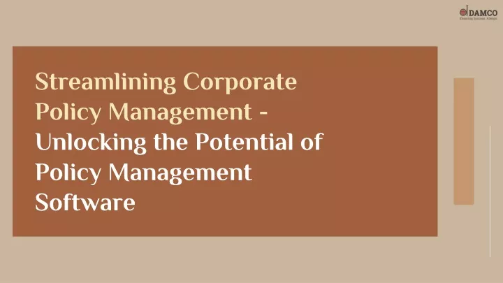 streamlining corporate policy management