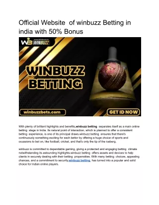 Official Website  of winbuzz Betting in india with 50% Bonus