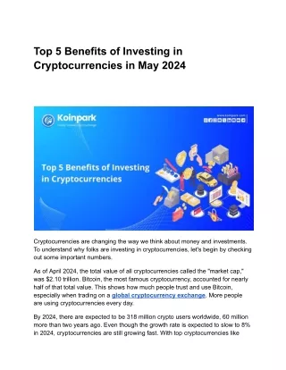 Top 5 Benefits of Investing in Cryptocurrencies in May 2024