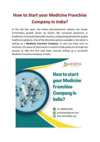 How to Start your Medicine Franchise Company in India