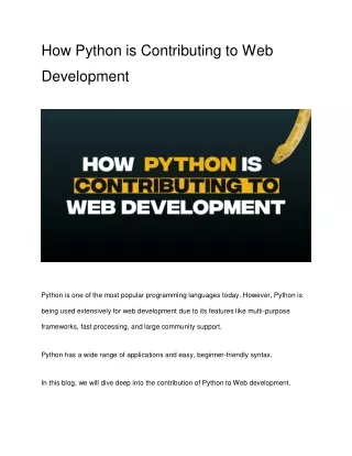 How Python is Contributing to Web Development