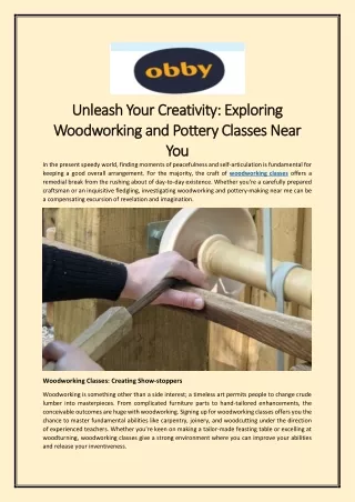 Unleash Your Creativity Exploring Woodworking and Pottery Classes Near You