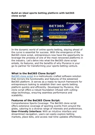Build an ideal sports betting platform with bet365 clone script