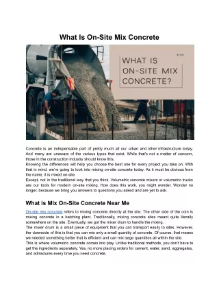 what is on site mix concrete