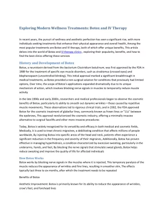 Exploring Modern Wellness Treatments Botox and IV Therapy