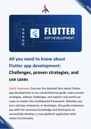 All you need to know about Flutter app development Challenges, proven strategies, and use cases