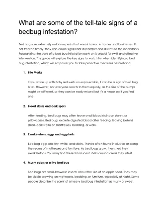 What are some of the tell-tale signs of a bedbug infestation