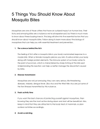5 Things You Should Know About Mosquito Bites