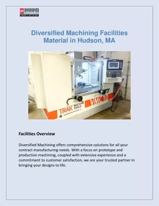 Diversified Machining Facilities Material in Hudson, MA