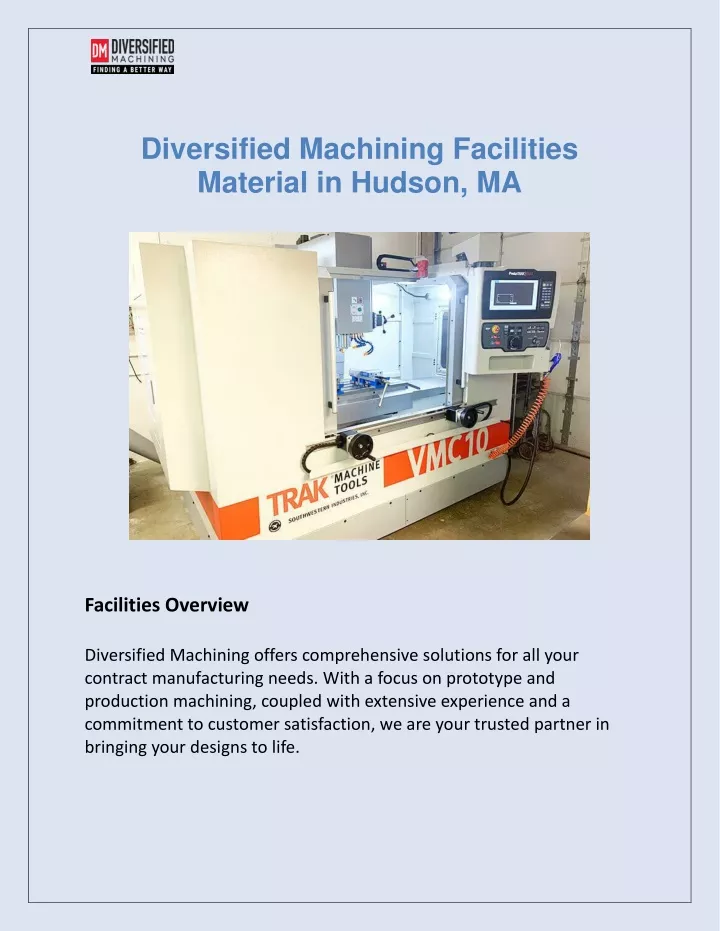 diversified machining facilities material