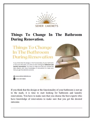 Things To Change In The Bathroom During Renovation