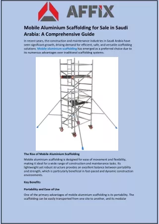 Mobile Aluminium Scaffolding for Sale in Saudi Arabia and A Comprehensive Guide