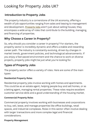Looking for Property Jobs UK
