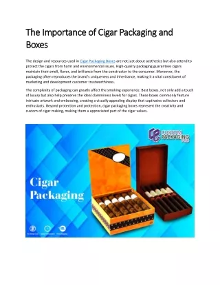 The Importance of Cigar Packaging and Boxes