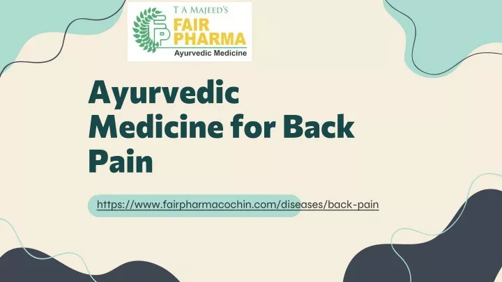 ayurvedic medicine for back pain