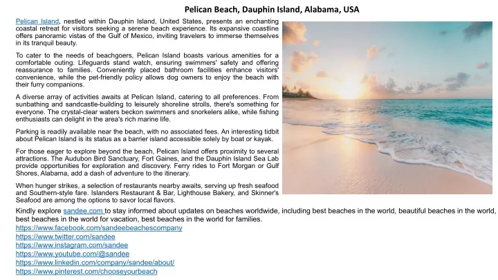 pelican beach dauphin island alabama usa