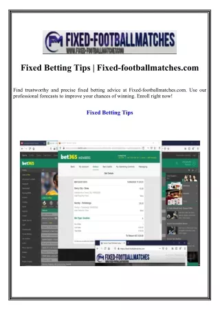 Fixed Betting Tips Fixed-footballmatches.com