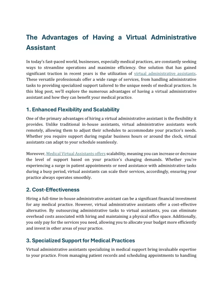 the advantages of having a virtual administrative