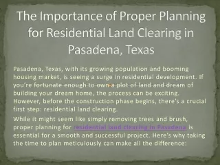 The Importance of Proper Planning for Residential Land