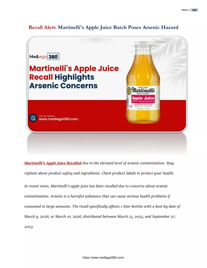 recall alert martinelli s apple juice batch poses