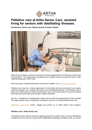 Palliative care at Artha Senior Care  assisted living for seniors with debilitating illnesses