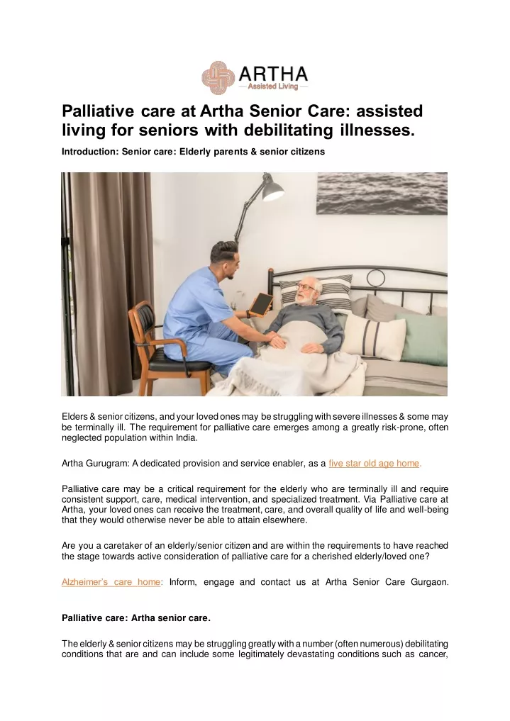 palliative care at artha senior care assisted