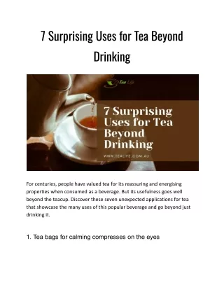 7 Surprising Uses for Tea Beyond Drinking