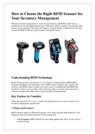 how to choose the right rfid scanner for your
