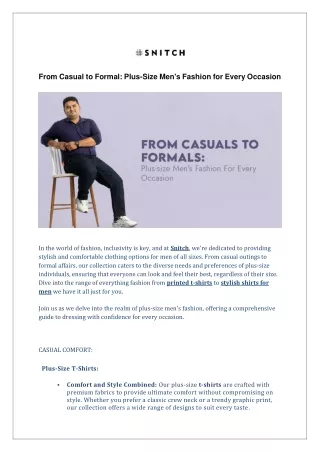 FROM CASUAL TO FORMAL: PLUS-SIZE MEN'S FASHION FOR EVERY OCCASION