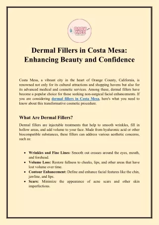 Dermal Fillers in Costa Mesa-Enhancing Beauty and Confidence